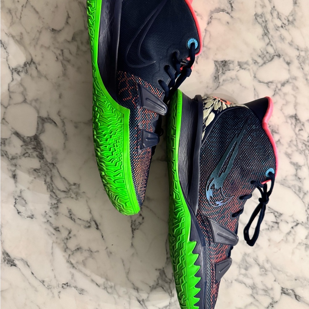 Nike Kyrie Basketball Shoes - Navy and Neon Green